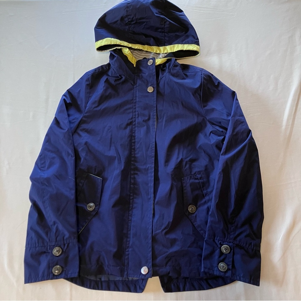 London Fog Navy Blue Hooded Windbreaker Rain Jacket Girls 10 Lightweight